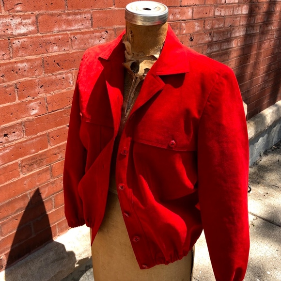 Vintage red suede jacket - Picture 3 of 4